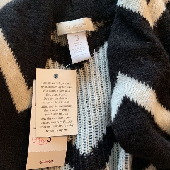 womens 3 Chicos cardigan NWT sweater black white - Picture 2 of 5
